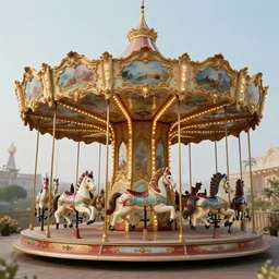 a baroque gothic carousel, in the style of league of legends, overwatch