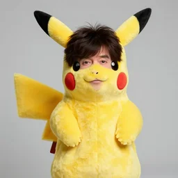 Portrait Photograph of Bob Ross in a Pikachu Costume