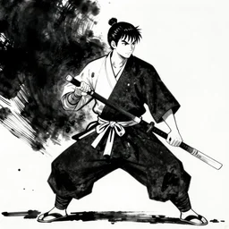 samurai warrior, black and white ink by moebius