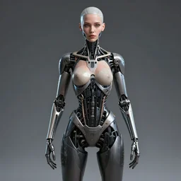 a female model by chacarcter creator, photorealistic, biomechanical, intricate details, hyper realistic, canon r 3, photography, wide shot, photography, photorealistic, canon r 3, photography, wide shot, photography, dark beauty, symmetrical features