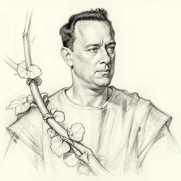 linework construction lines preliminary vine charcoal single line underdrawing of tom hanks, by james gurney, michelangelo, da vinci