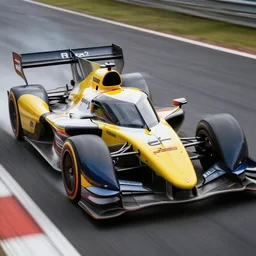 a race car that is inspired by a bird of prey, with sleek lines and a predatory look. the car would be designed to look fast and dangerous, with a bright and aggressive color scheme.
