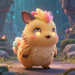 cutest chinchila character art ever, adorable, colorful glowing, beautiful eyes, epic fantasy background, rendered in octane, unreal engineered