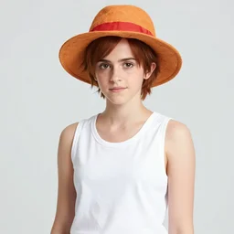 emma watson cosplaying monkey d luffy from one piece, cosplay, photograph