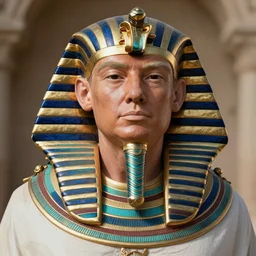 a portrait photograph of Donald Trump as an Ancient Egyptian Pharaoh, DSLR photography
