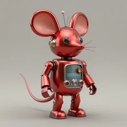 adventurer ( ( ( ( ( 1 9 5 0 s retro future robot android mouse rv balloon robot. muted colors. ) ) ) ) ) by jean baptiste monge. chrome red