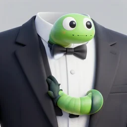 worm wearing a tuxedo