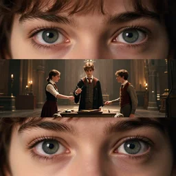 sharp, highly detailed, high quality freeze frame, from a 2 0 1 9 sci fi color movie, set in 1 8 7 0 in an alternate universe, mid distant shot of three students practicing magic, at the'school of science and magic ', 1 8 7 0 s era clothing, good lighting, in focus, detailed eyes, 3 5 mm macro lens, live action, award winning lighting, award winning photography