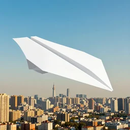 giant paper airplane over city