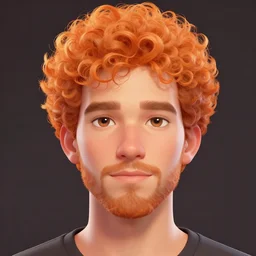 illustration of a short curly orange hair man with sparse beard as a portrait, smooth, reflects, masterpiece artwork, ultra detailed, artgerm, style by pixar 2 0 2 2, digital art, trending on artstation, behance, deviantart
