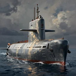submarine painting by hubert robert ssn deckhouse skipjack detailed