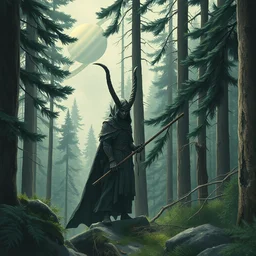 dark elf in a pine forest at saturn. highly detailed, digital painting, watercolor, soviet realism, engraving, artstation, concept art, smooth, sharp focus, vivid grunge, manga, illustration, unreal engine 5, 8 k, art by bilibin and kuvshinov and malevich and mucha