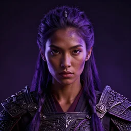 portrait of warrior, intricate, ultra violet highlights, neon, brown skin, sharp focus, octane render, detailed, beautiful, unreal engine, symmetrical!!, loreal, maybelline, sephora, loreal, artstation, art by karol bak, art by artgerm, rossdraws, cinematic, concept art, filmic, vsco