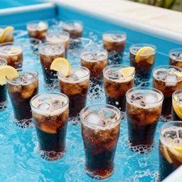 a pool full of soda