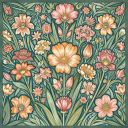 spring flowers, happy and beautiful, by jacdraws and william morris
