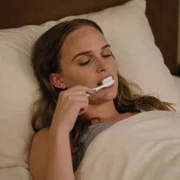 natalie portman brushing her teeth i guess i don't know i'm very sleepy