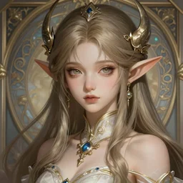 a beautiful portrait of anime elf girl, deep focus, d & d, fantasy, intricate, elegant, highly detailed, digital painting, artstation, concept art, matte, sharp focus, illustration, hearthstone, art by artgerm and greg rutkowski and alphonse mucha