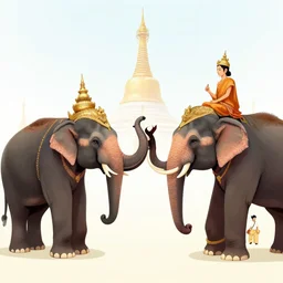 the elephant duel of king naresuan of ayutthaya versus crown prince mingyi swa of burma in burmese - siamese war, warlords ride on the war elephants, a colorized photo, colorized, # film, movie still