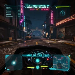 la terminal in guatemala in night time as a cyberpunk 3 d game like gta v, with high detailed hud with game of the year edition graphics with graffiti and neon signs player view