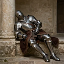 a single tired knight returning from the crusades, baroque