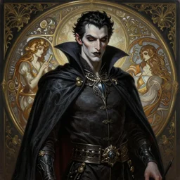 hyper detailed ultra sharp painting of a elite vampire count. trending on artstation, warpaint aesthetic, darkwave, gothic, eerie, ornate, intricate, digital painting, concept art, smooth, sharp focus, illustration, art by artgerm and james jean, gilleard james and alphonse mucha, 8 k