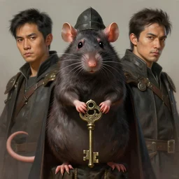 a detailed portrait of a rat guardian with a key, by victo ngai and justin gerard, digital art, realistic painting, very detailed, fantasy, high definition, cinematic light, dnd, trending on artstation
