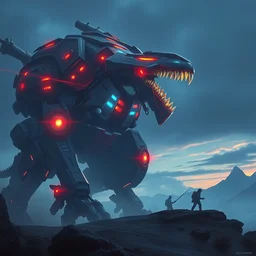 thunderjaw machine mecha animal beast robot of horizon forbidden west horizon zero dawn bioluminiscence, behance hd by jesper ejsing, by rhads, makoto shinkai and lois van baarle, ilya kuvshinov, rossdraws global illumination