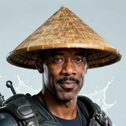 asian!! bill cosby with conical hat in gears of war, splash art, movie still, detailed face, photorealistic facial features, cinematic lighting, dramatic, octane render, long lens, shallow depth of field, bokeh, anamorphic lens flare, 8 k, hyper detailed, 3 5 mm film grain