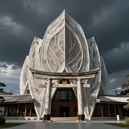 the building made by fish bone, by Gerald Brom, Japanese Torii Gate
