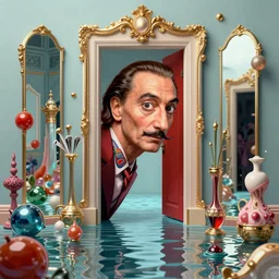 hyperrealistic random objects in a surreal dreamscape environment by salvador dali, highly detailed, 3 d render, vray, octane, realistic lighting, photorealistic, colorful, intricate, elegant, wayne barlowe, water, mirrors, doorway, beautiful, masterpiece, trending on artstation, artgerm