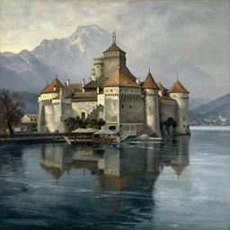 It's hard not to interpret many of these scenes as allegorical: Courbet's obsession with the medieval Chateau de Chillon, for instance, involved the brisk market for images of a tourist site, but no doubt it also involved the castle's legacy as a dungeon for political prisoners. He painted it rising from above the icy waters of Lake Geneva against the gray, backlighted Alps, and also from below, as a looming, impenetrable mass, haunted and haunting.