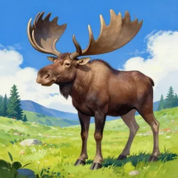 the cosmic moose god, trending on pixiv, trending on artstation, vibrant gouache painting scenery, highly detailed fantasy character illustration by jackson pollock and rebecca guay, art deco, art nouveau