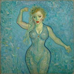 a painting of clothed lady gaga by vincent van gogh, dynamic pose, intricate detail, 8 k resolution