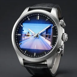 hartmut esslinger vision of a watch with a tv screen, keyshot render