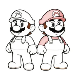 clean simple line art of a mario brothers, no background. well composed, clean coloring book page. coloring book line art by artgerm and greg rutkowski and alphonse mucha