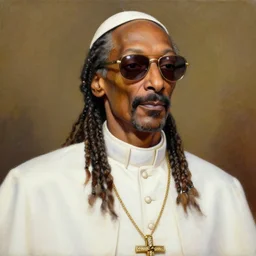 beautiful painting of snoop dogg as the pope dogg