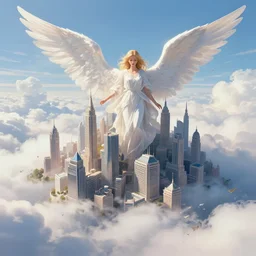 An angelic city in the clouds , Greg rutkowski, Trending artstation, cinematográfica, digital Art