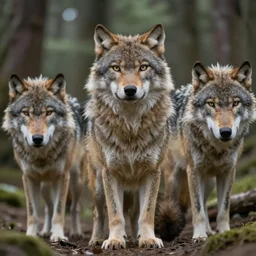 furry cat woman in a forest 8 b 4 with real wolves 3 z 5 pretty face