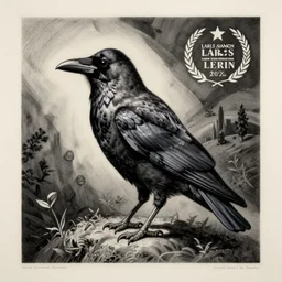 very detailed painting of a crow, by lars lerin, art print, lithography