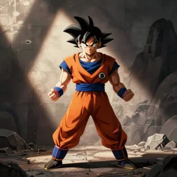 low quality photo of goku in the backrooms