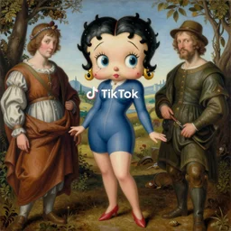 betty boop tiktok advertisement by james jean + robert williams + von franco, oil on canvas, exquisitely intricate details, surrealism, neoclassicism, renaissance, hyper realistic, ultra detailed, cell shaded, 8 k