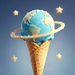 planet on an ice cream cone