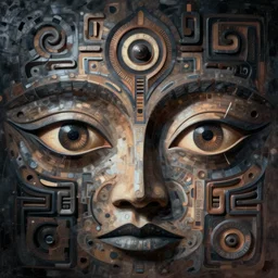 abstract art, cawamo, shamanic, magic, eyes, in style of cawamo
