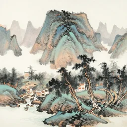 a chinese painting of a landscape