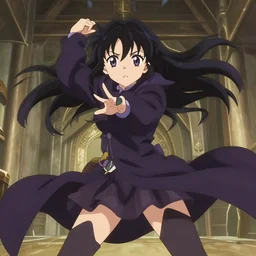 anime frames, anime visual, portrait of a fantasy female warlock at the adventurer guild interior, cute face by ilya kuvshinov, kyoani, dynamic pose, dynamic perspective, strong silhouette, anime cels, rounded eyes, yoshinari yoh