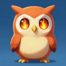 full shot,a painting of cute owl Pokémon with big eyes made of flame,Digital art,Conceptual art