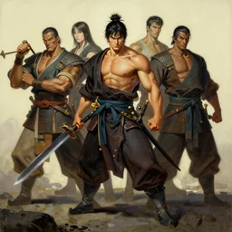 water margin, painting by gaston bussiere, katsuya terada, frank frazetta, tom of finland, trending on artstation