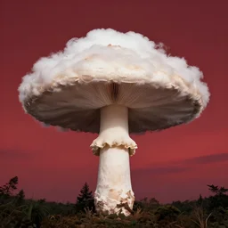 mushroom cloud with red sky ’ s