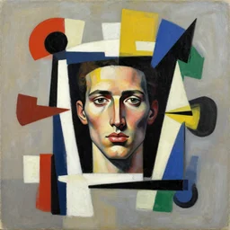 painting by kazimir malevitch suprematism moebius comics + realistic face in the middle, procreate 2 0 2 2