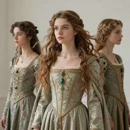 beautiful delicate young medieval queen by magali villeneuve, iris van herpen, jean delville, james jean, flowing hair, ornate garments, beautifully lit